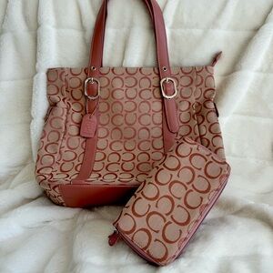 Pink Patterned Tote & Wallet
